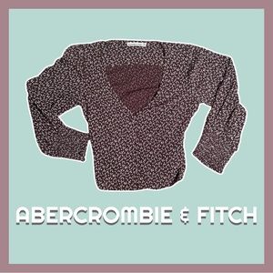 Abercrombie & Fitch | Brown Floral print V-Neck Blouse